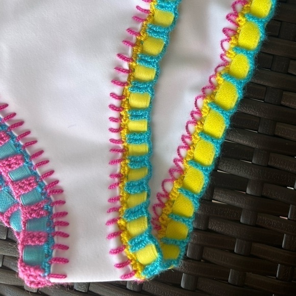 Platinum inspired solange Ferranini Crochet swim Bottom NWT white blue pink - Picture 7 of 8